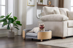 Scandinavian Style Elevated Dog Bed Pet Sofa Velvet Cushion Mid Size Light Grey