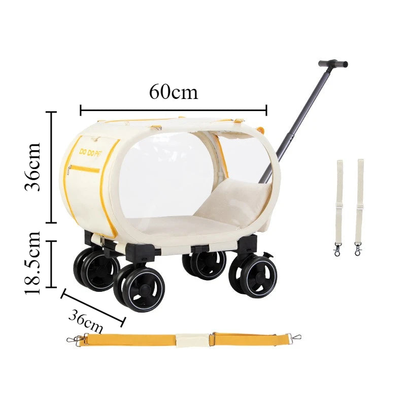 Portable Pet Trolley Carrier with Wheels