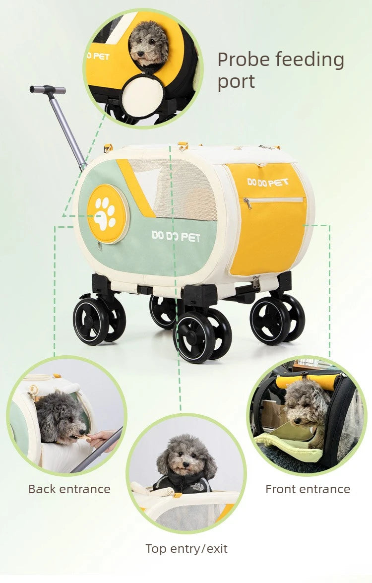 Portable Pet Trolley Carrier with Wheels