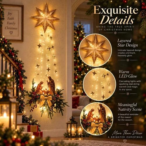 LED Light Up Nativity Scene Wall Decor Christmas Holy Birth Manger Wall Hanging Ornament