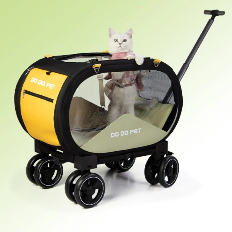 Portable Pet Trolley Carrier with Wheels