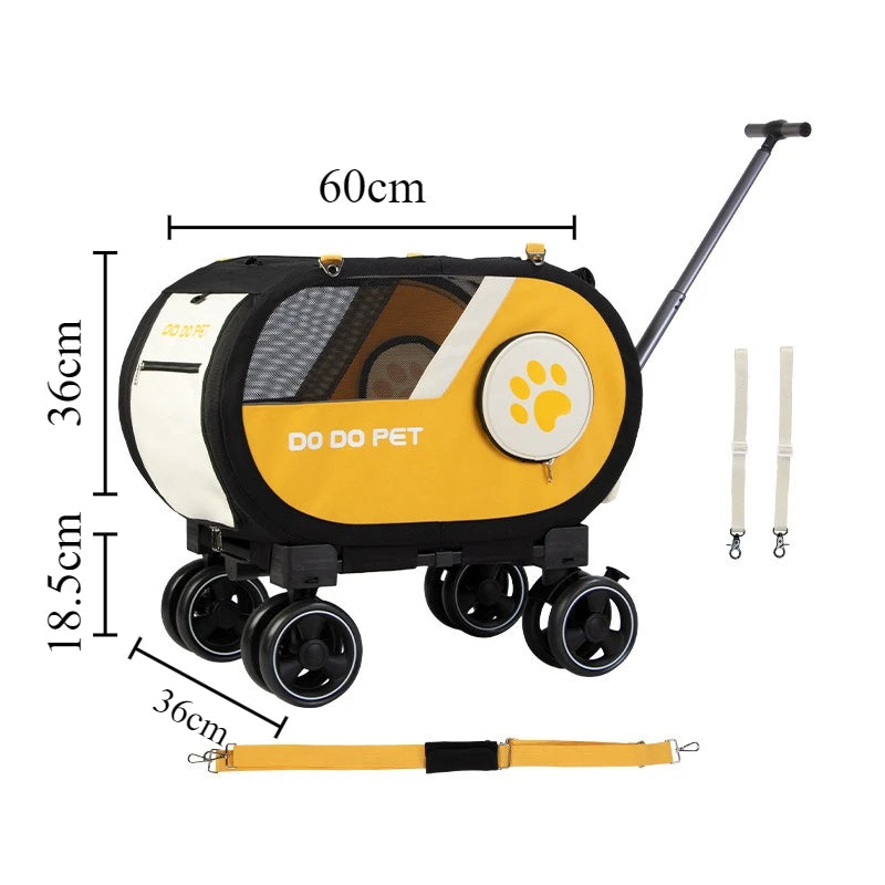 Portable Pet Trolley Carrier with Wheels