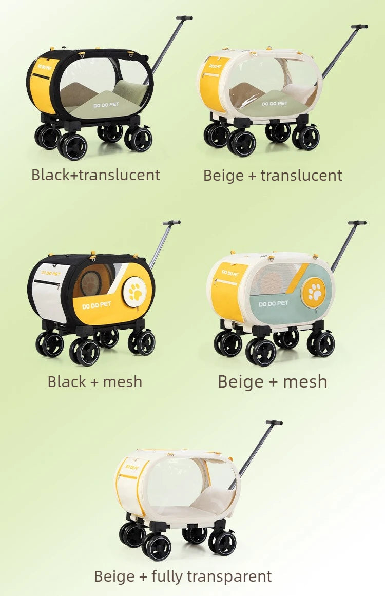 Portable Pet Trolley Carrier with Wheels