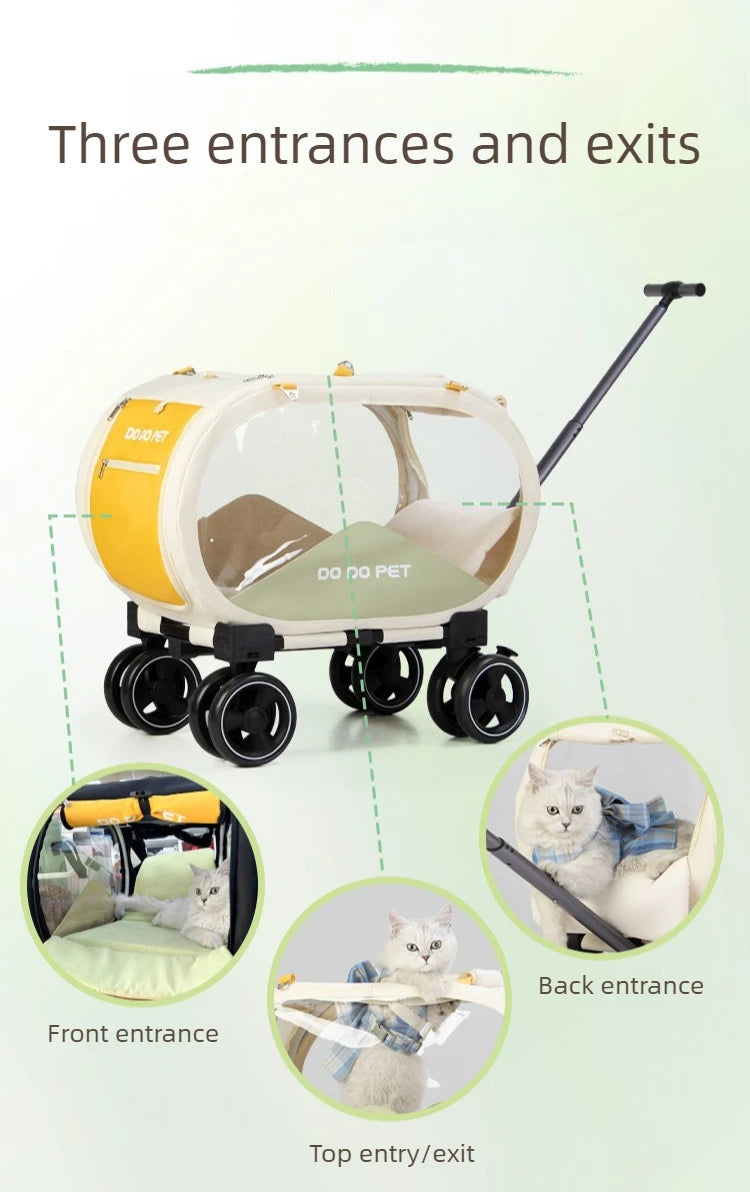 Portable Pet Trolley Carrier with Wheels