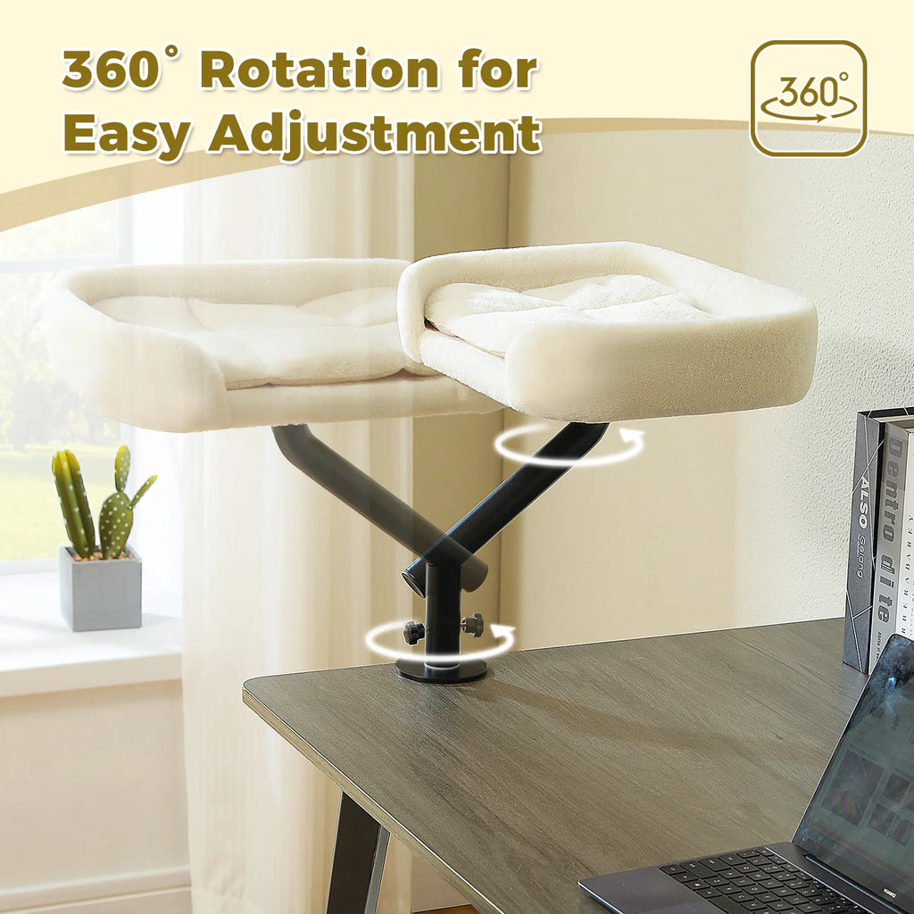 Pawwtopia™ Cat Desk Bed, 360° Rotatable