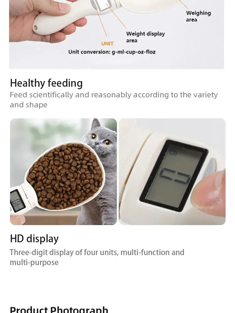Pawwtopia™ Digital Pet Food Measuring Spoon – Kitchen Scale for Accurate Cat & Dog Food Portions