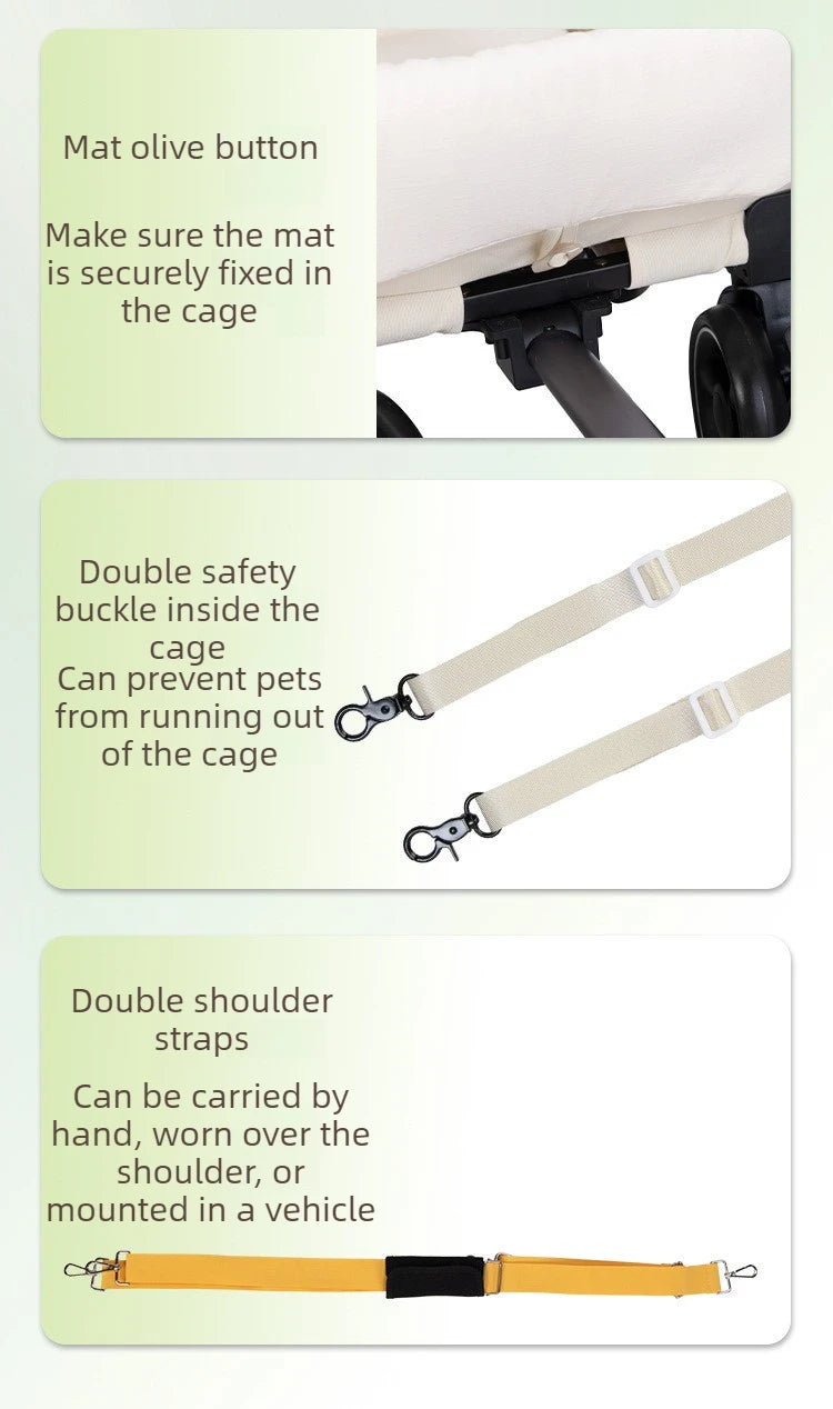 Portable Pet Trolley Carrier with Wheels