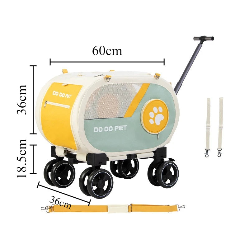 Portable Pet Trolley Carrier with Wheels