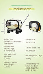 Portable Pet Trolley Carrier with Wheels