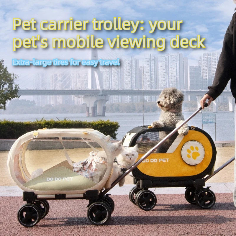 Portable Pet Trolley Carrier with Wheels