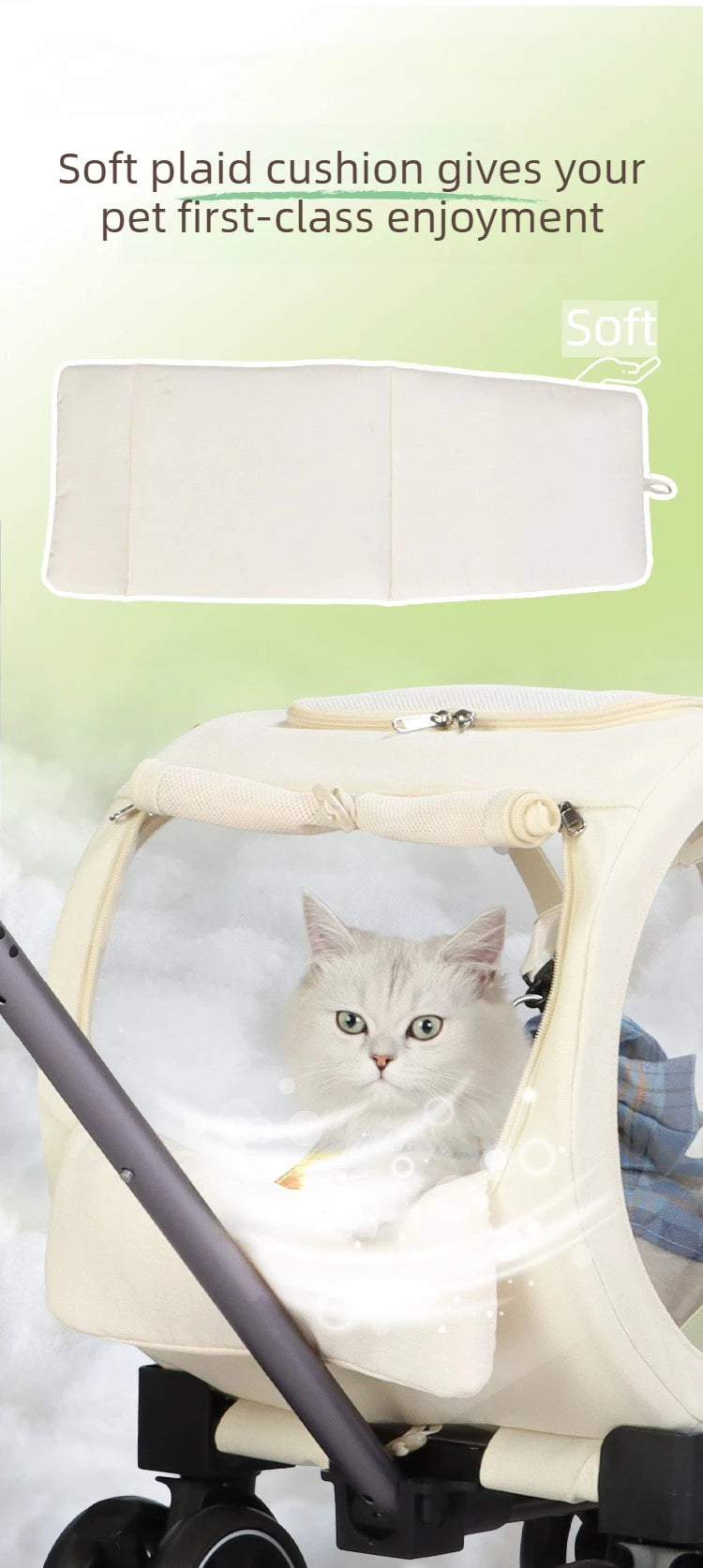 Portable Pet Trolley Carrier with Wheels