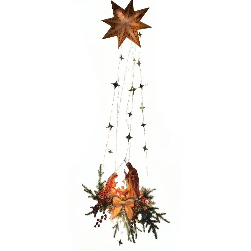 LED Light Up Nativity Scene Wall Decor Christmas Holy Birth Manger Wall Hanging Ornament