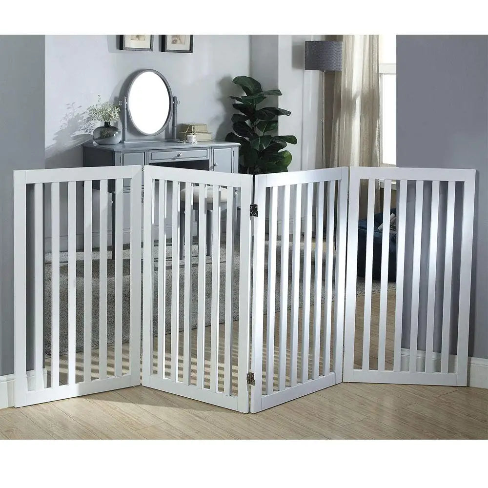 36 H Free Standing Tall Wooden Indoor Pet Gate Dog Cat Baby Dog Gates Fence For House Doorway Stairs