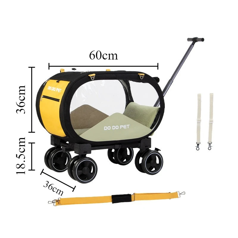 Portable Pet Trolley Carrier with Wheels