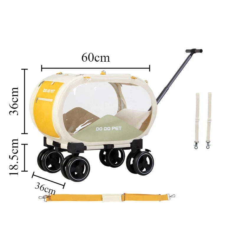 Portable Pet Trolley Carrier with Wheels