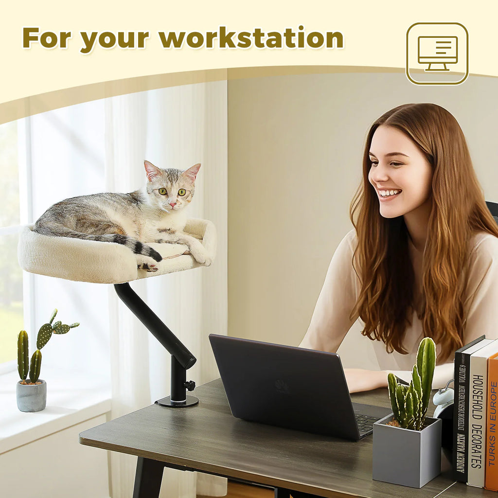 Pawwtopia™ Cat Desk Bed, 360° Rotatable