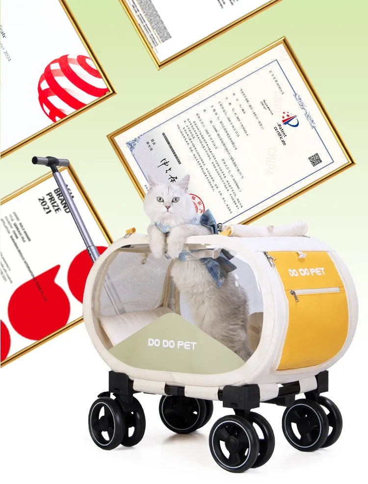Portable Pet Trolley Carrier with Wheels