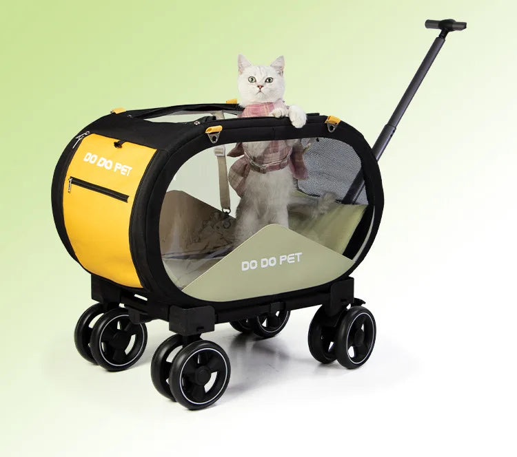 Portable Pet Trolley Carrier with Wheels